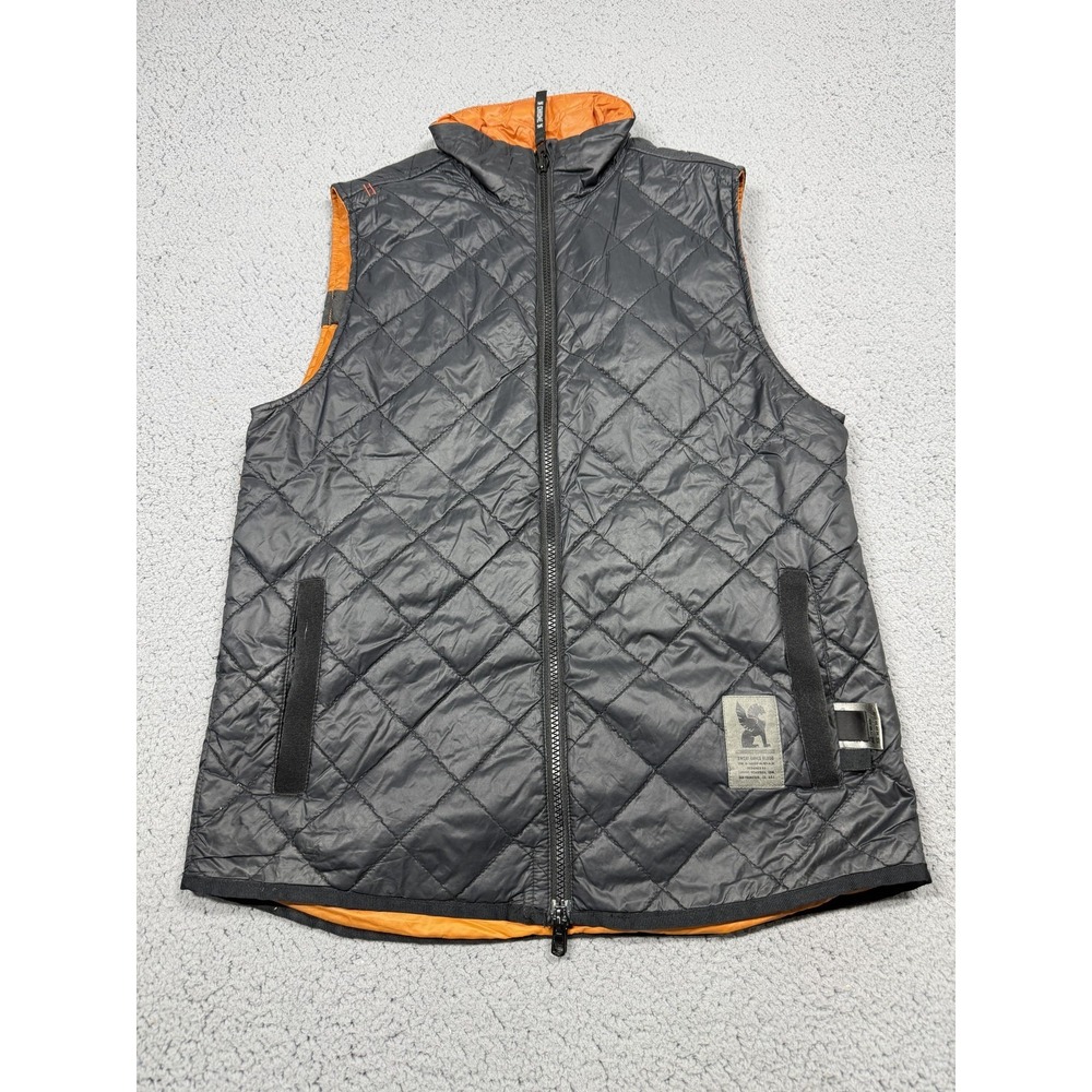 Chrome Vest‎ Mens Medium Black Quilted Reversible Full Zip Cycling Reflective